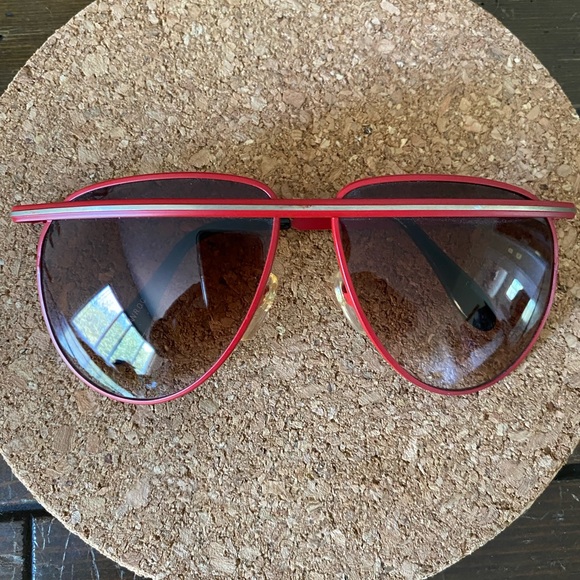Vintage 80s Cool Ray Red Metal Frame Aviators - Picture 1 of 3